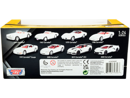 2019 Chevrolet Corvette C7 ZR1 White and Black with Red Interior "History of Corvette" Series 1/24 Diecast Model Car by Motormax by Motormax