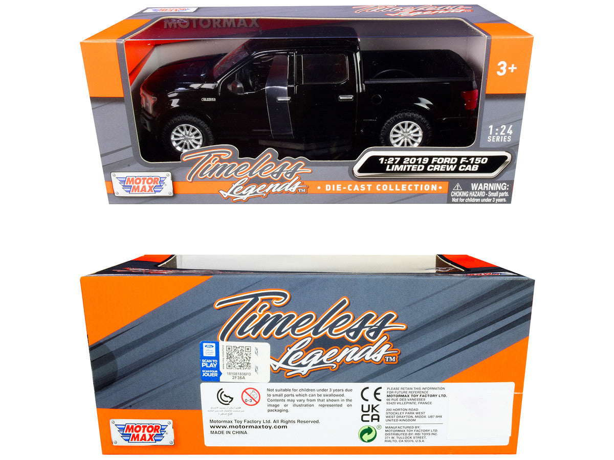 2019 Ford F-150 Limited Crew Cab Pickup Truck Black 1/24-1/27 Diecast Model Car by Motormax by Motormax