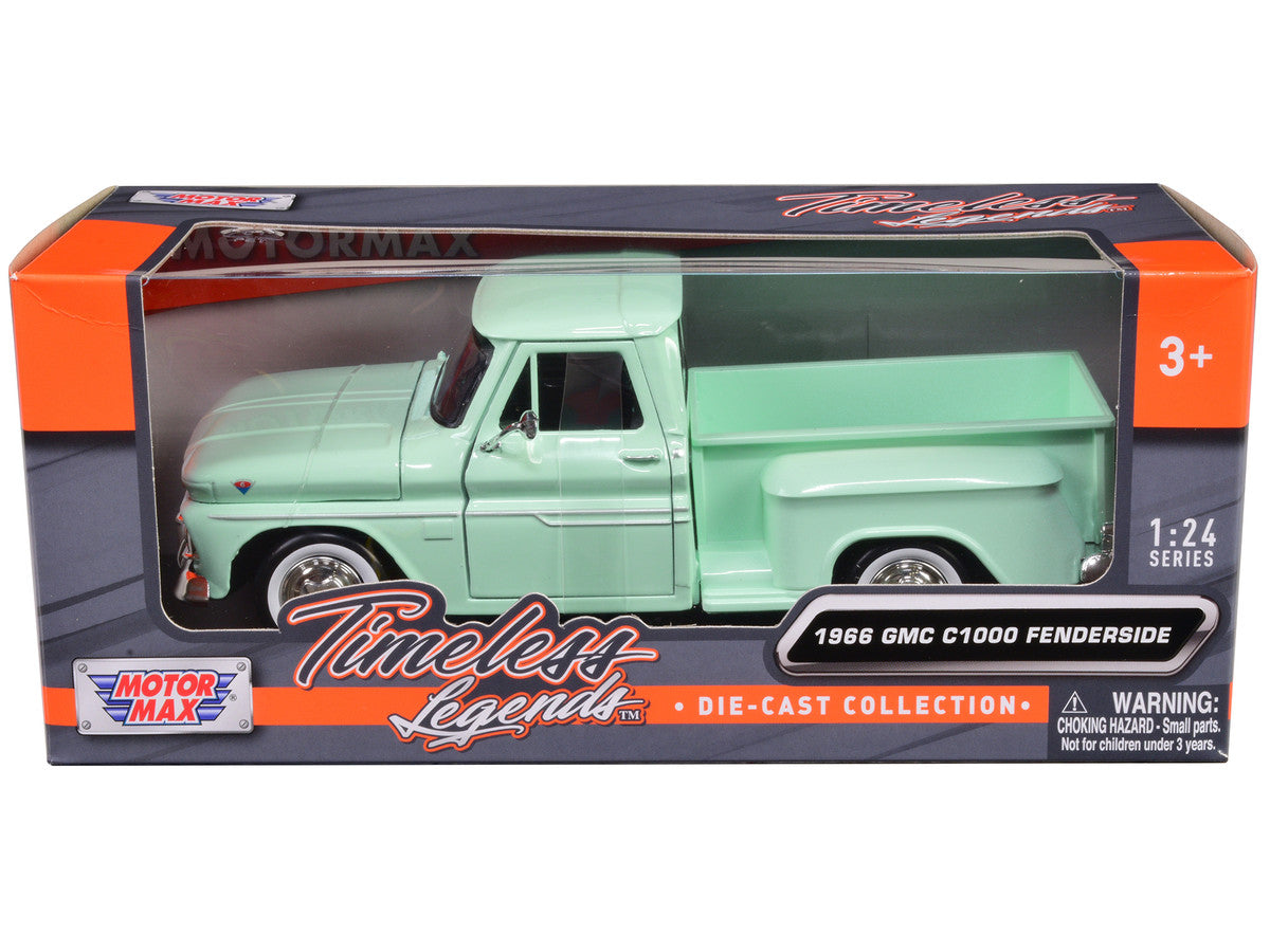 1966 GMC C1000 Fenderside Pickup Truck Light Green "Timeless Legends" Series 1/24 Diecast Model Car by Motormax by Motormax