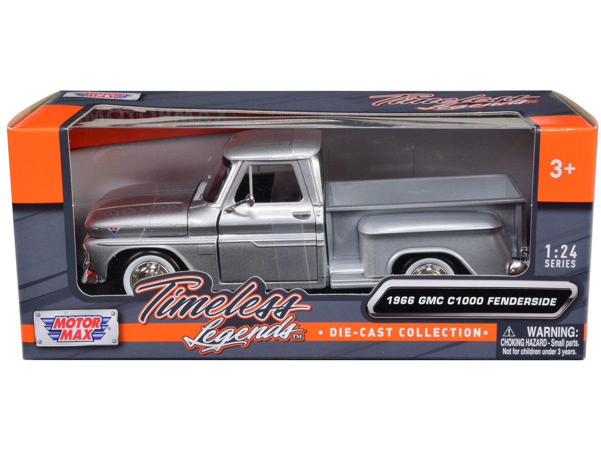 1966 GMC C1000 Fenderside Pickup Truck Silver Metallic "Timeless Legends" Series 1/24 Diecast Model Car by Motormax by Motormax