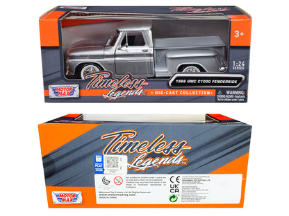 1966 GMC C1000 Fenderside Pickup Truck Silver Metallic "Timeless Legends" Series 1/24 Diecast Model Car by Motormax by Motormax