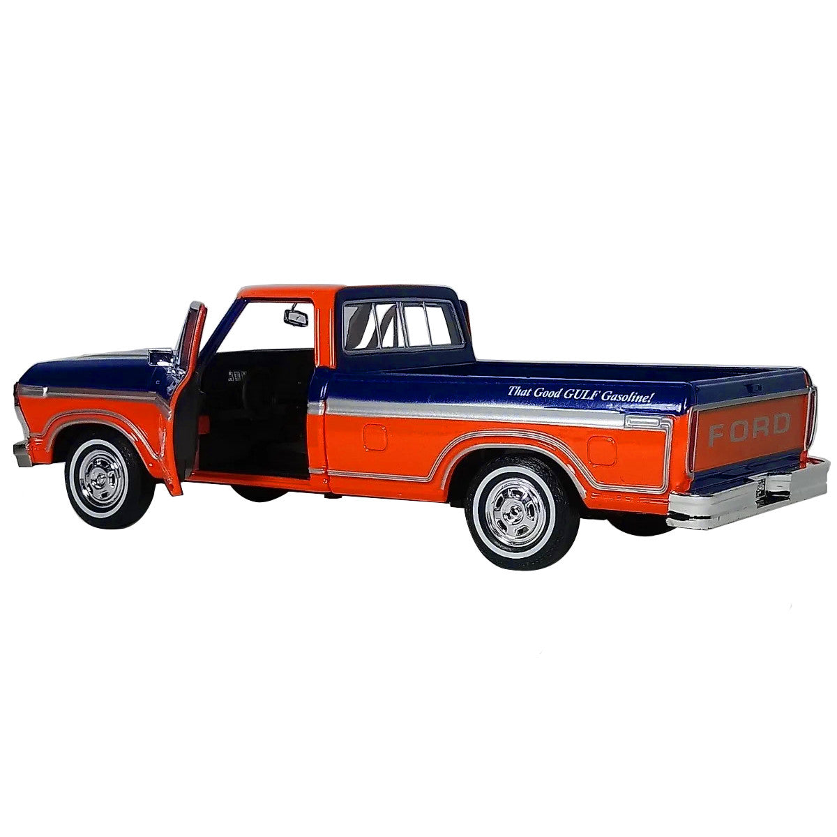 1979 Ford F-150 Custom Pickup Truck "Gulf" Dark Blue and Orange 1/24 Diecast Model Car by Motormax by Motormax