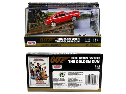 1974 AMC Hornet Red with White Stripes James Bond 007 "The Man with the Golden Gun" (1974) Movie with Display 1/64 Diecast Model Car by Motormax by Motormax