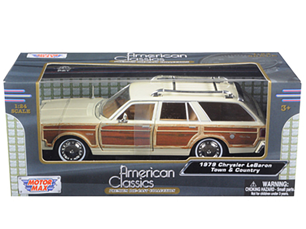 1979 Chrysler Lebaron Town & Country Cream 1/24 Diecast Model Car by Motormax by Motormax