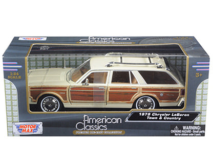 1979 Chrysler Lebaron Town & Country Cream 1/24 Diecast Model Car by Motormax by Motormax