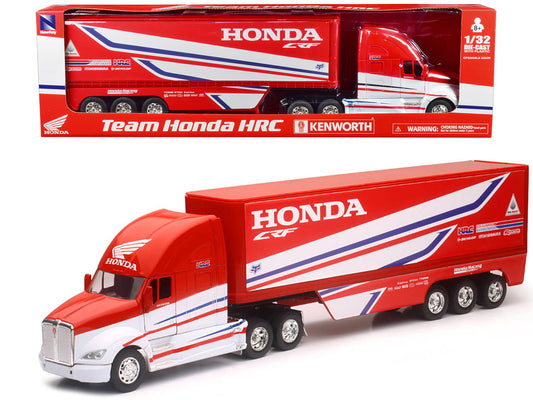 Kenworth Semi-Truck Red and White "Team Honda HRC" 1/32 Diecast Model by New Ray by New Ray