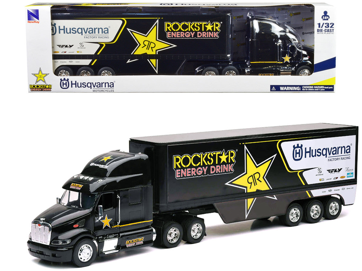 Peterbilt 387 Semi-Truck Black "Rockstar Energy Drink - Husqvarna Factory Racing" 1/32 Diecast Model by New Ray by New Ray