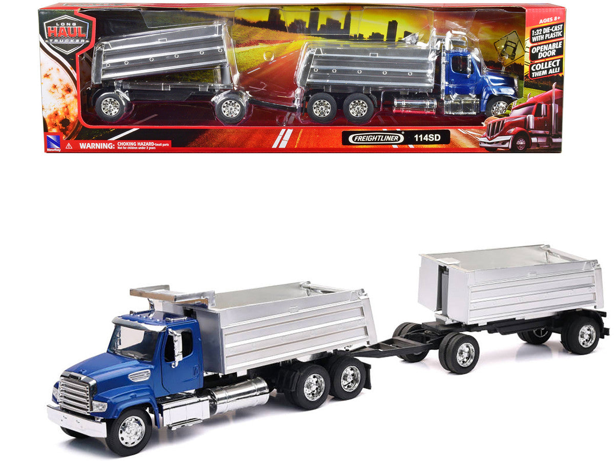 Freightliner 114SD Dump Truck with Twin Dump Body Blue "Long Haul Trucker" Series 1/32 Diecast Model by New Ray by New Ray