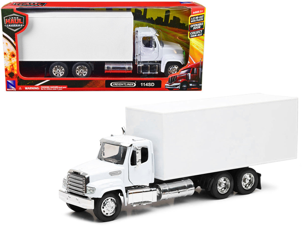 Freightliner 114SD Box Truck White "Long Haul Trucker" Series 1/32 Diecast Model by New Ray by New Ray