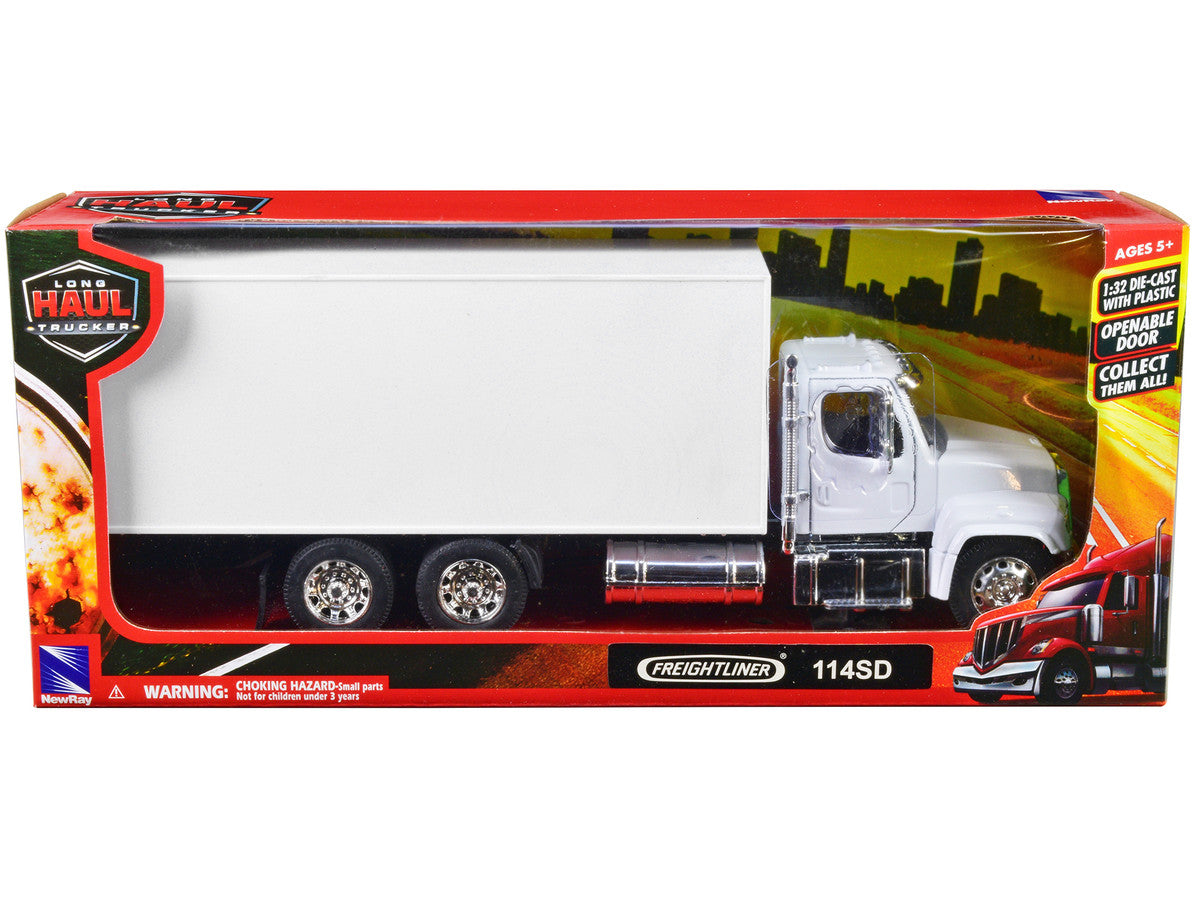 Freightliner 114SD Box Truck White "Long Haul Trucker" Series 1/32 Diecast Model by New Ray by New Ray