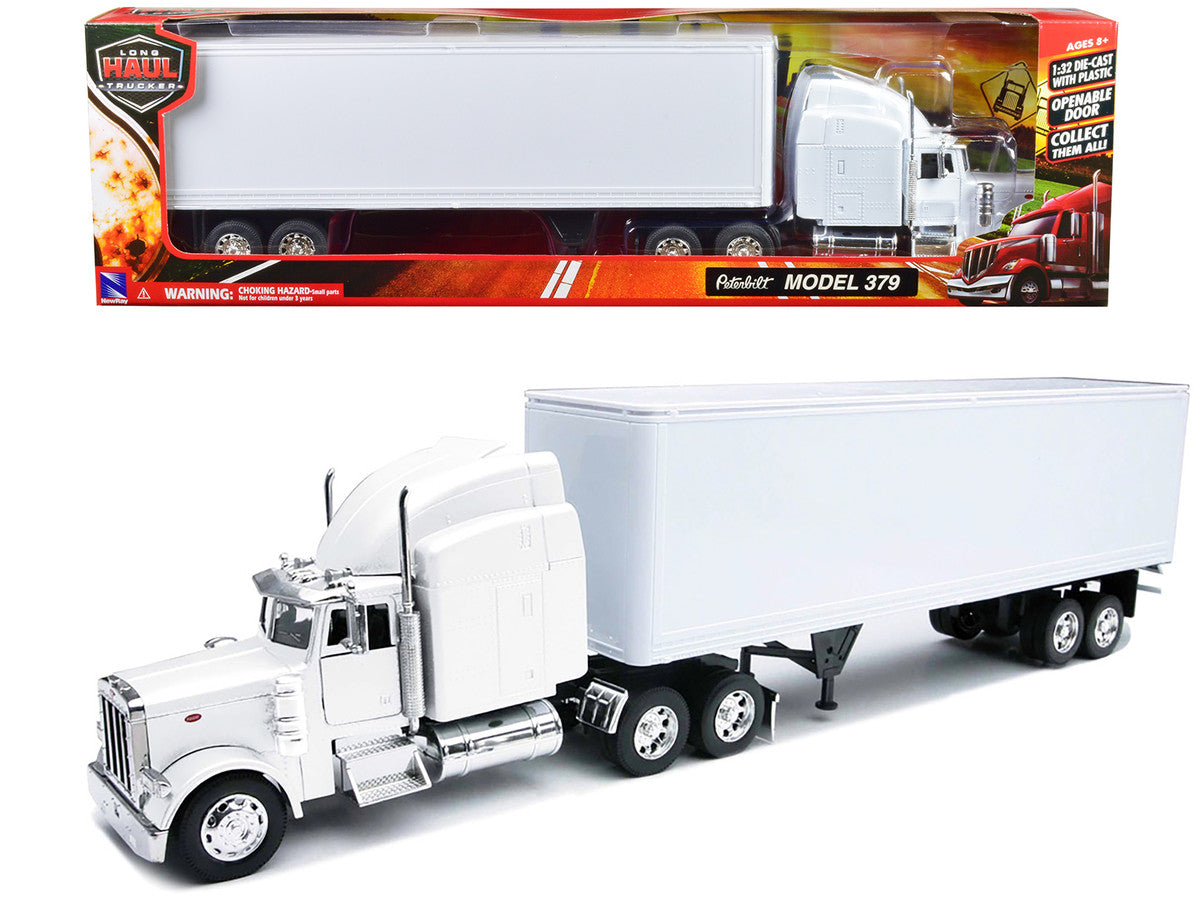 Peterbilt 379 Truck with Dry Goods Trailer White "Long Haul Trucker" Series 1/32 Diecast Model by New Ray by New Ray