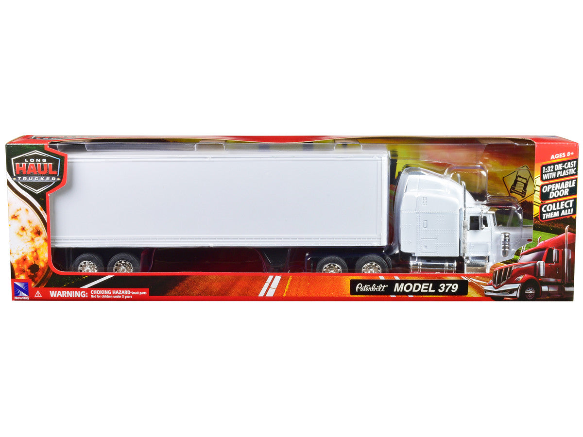 Peterbilt 379 Truck with Dry Goods Trailer White "Long Haul Trucker" Series 1/32 Diecast Model by New Ray by New Ray
