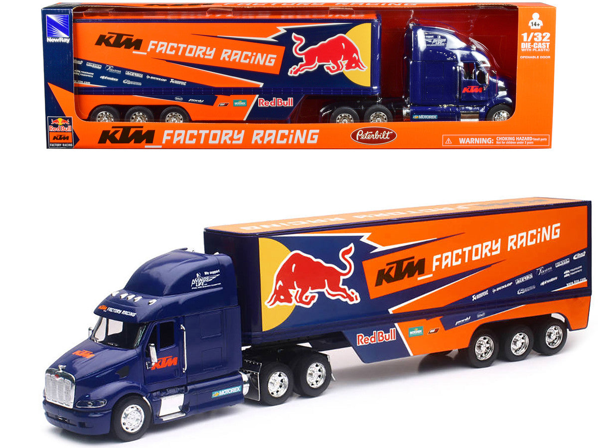 Peterbilt 387 Truck Dark Blue "Red Bull - KTM Factory Racing" 1/32 Diecast Model by New Ray by New Ray