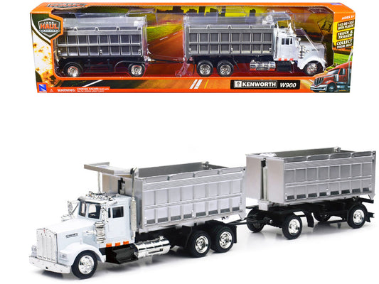 Kenworth W900 Dump Truck with Twin Dump Body White and Chrome "Long Haul Trucker" Series 1/43 Diecast Model by New Ray by New Ray