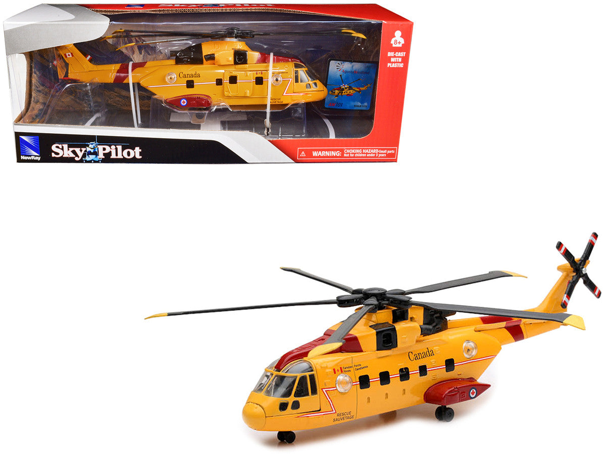 AgustaWestland AW101 (EH101) Helicopter Yellow "Canada Forces Search & Rescue" "Sky Pilot" Series 1/72 Diecast Model by New Ray by New Ray