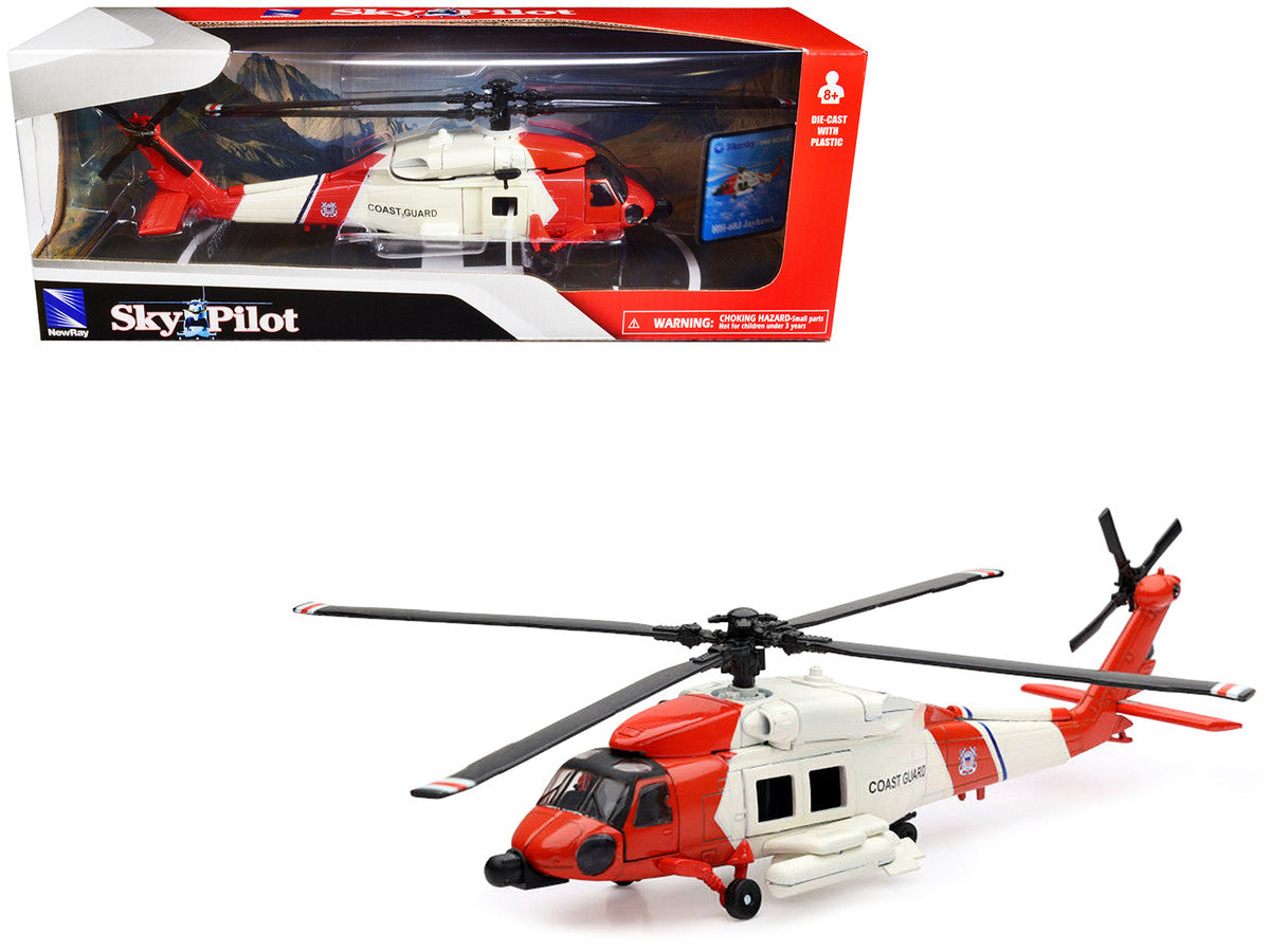 Sikorsky HH-60J Jayhawk Helicopter Red and White "United States Coast Guard" "Sky Pilot" Series 1/60 Diecast Model by New Ray by New Ray