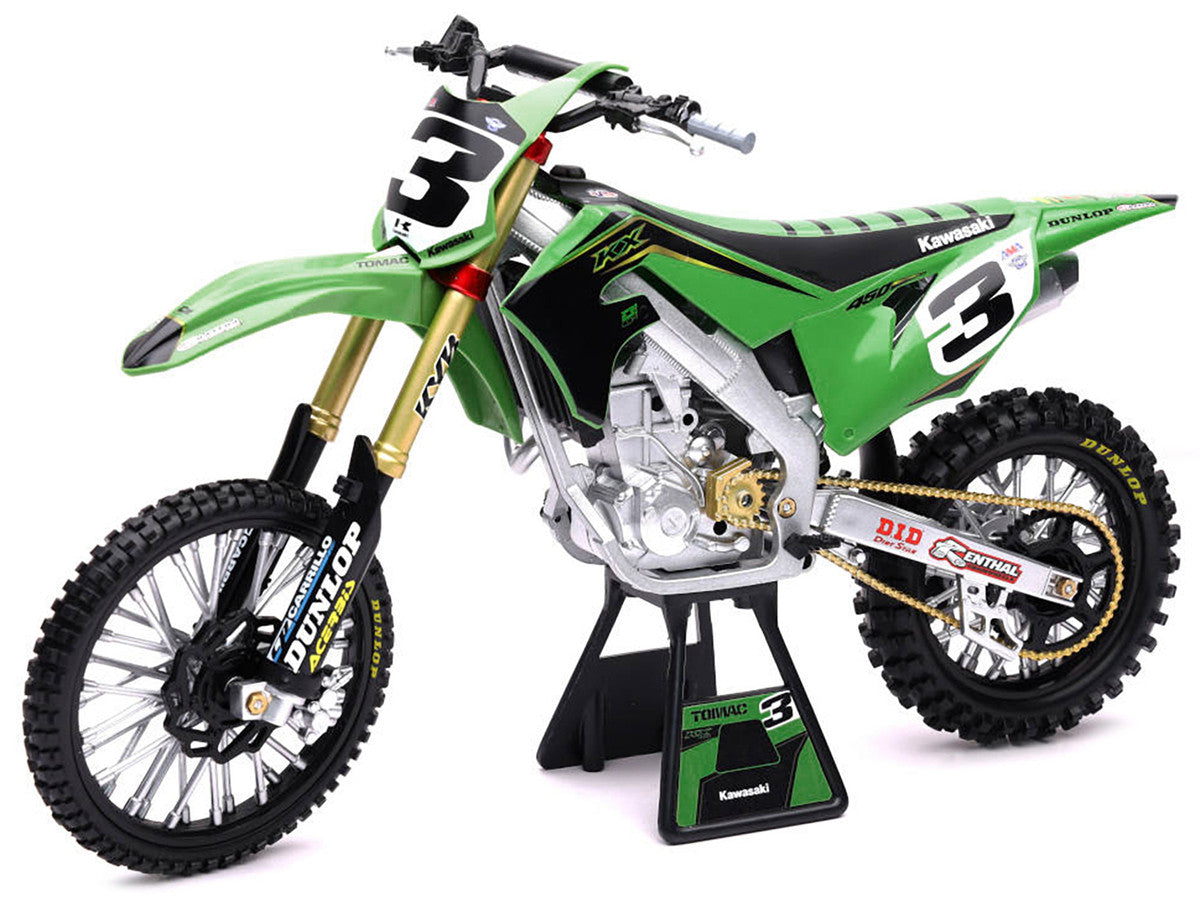Kawasaki KX 450F Dirt Bike Motorcycle #3 Eli Tomac Green and Black "Kawasaki Racing Team" 1/6 Diecast Model by New Ray by New Ray