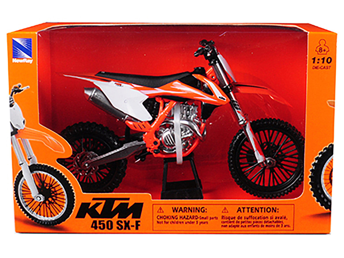 KTM 450 SX-F Dirt Bike Orange and White 1/10 Diecast Motorcycle Model by New Ray by New Ray