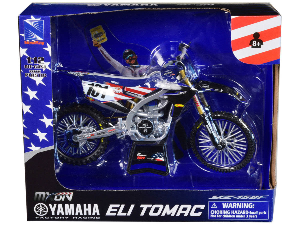 Yamaha YZ450F Dirt Bike Motorcycle #101 Eli Tomac American Flag Livery "Motocross of Nations" 1/12 Model by New Ray by New Ray