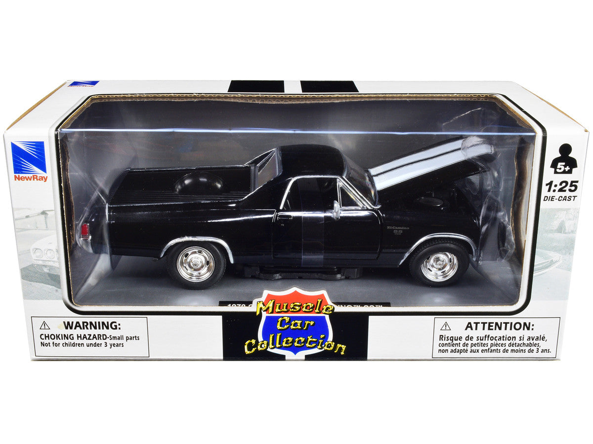 1970 Chevrolet El Camino SS Black with White Stripes "Muscle Car Collection" 1/25 Diecast Model Car by New Ray by New Ray