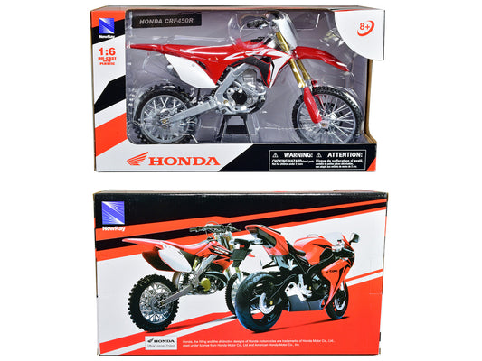 Honda CRF450R Dirt Bike Motorcycle Red and White 1/6 Diecast Model by New Ray by New Ray