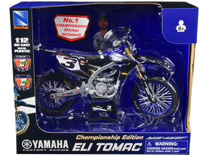 Yamaha YZ450F Championship Edition Motorcycle #3 Eli Tomac "Yamaha Factory Racing" 1/12 Diecast Model by New Ray by New Ray