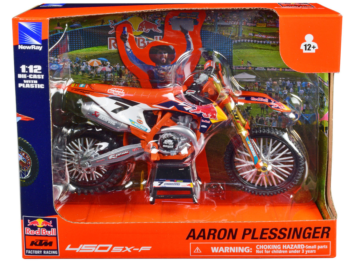 KTM 450 SX-F Motorcycle #7 Aaron Plessinger "Red Bull KTM Factory Racing" 1/12 Diecast Model by New Ray by New Ray