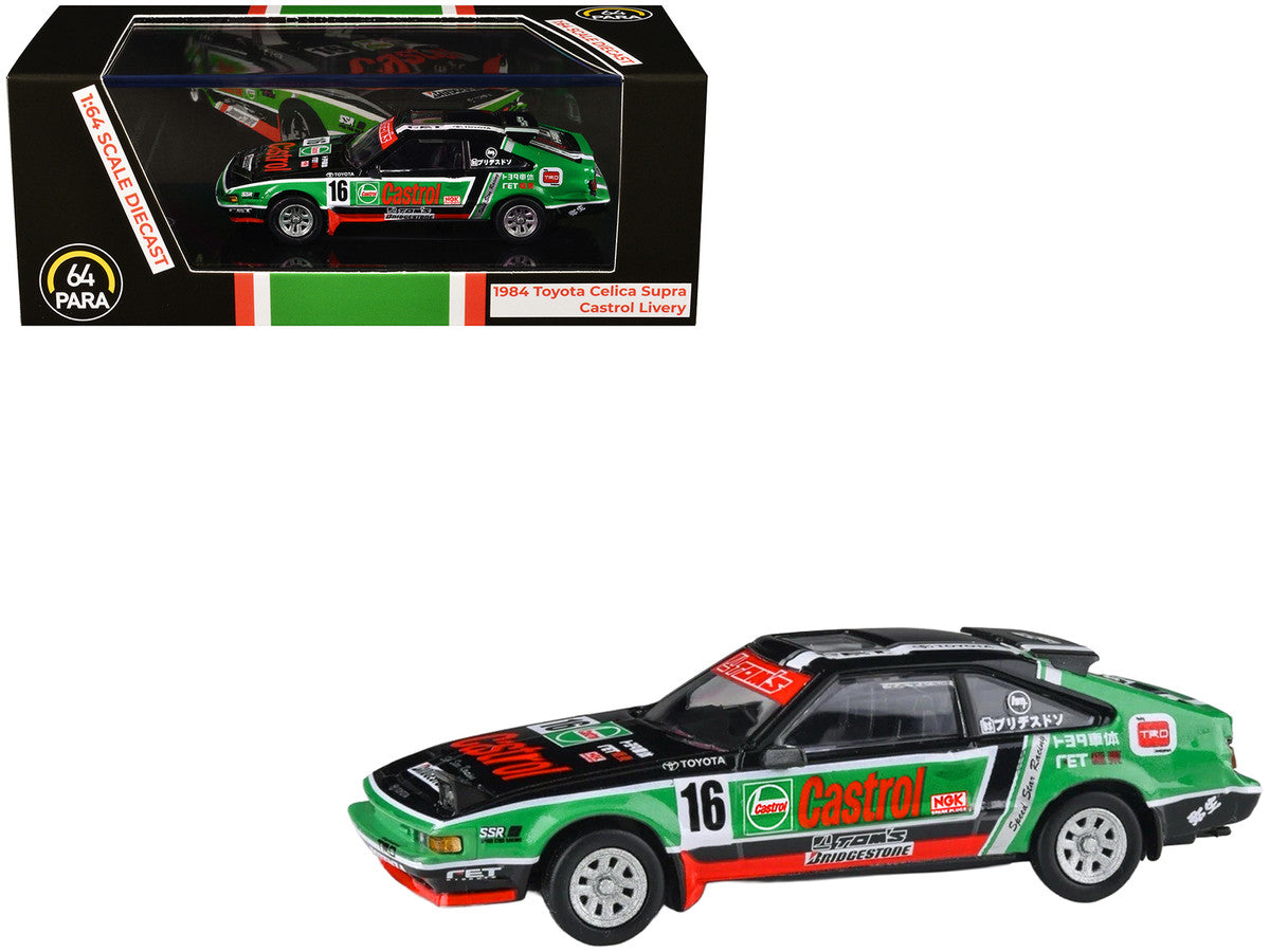 1984 Toyota Celica Supra #16 "Castrol Livery" Black and Green with Graphics 1/64 Diecast Model Car by Paragon Models by Paragon