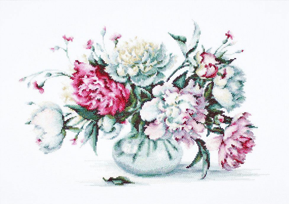 Peonies Counted Cross-Stitch Kit by Luca-S B2263L