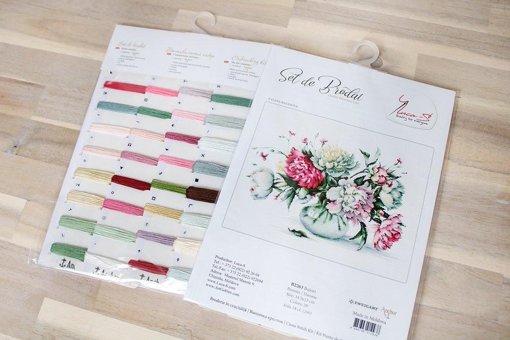 Peonies Counted Cross-Stitch Kit by Luca-S B2263L