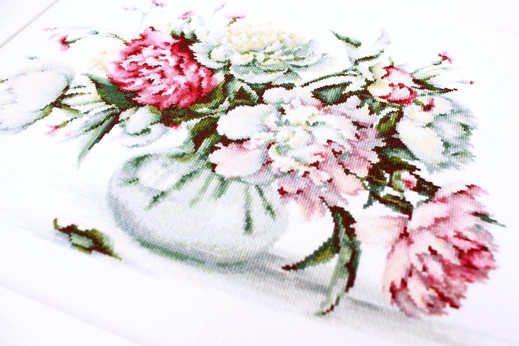 Peonies Counted Cross-Stitch Kit by Luca-S B2263L