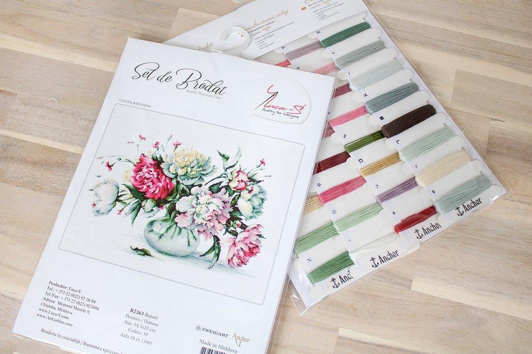 Peonies Counted Cross-Stitch Kit by Luca-S B2263L