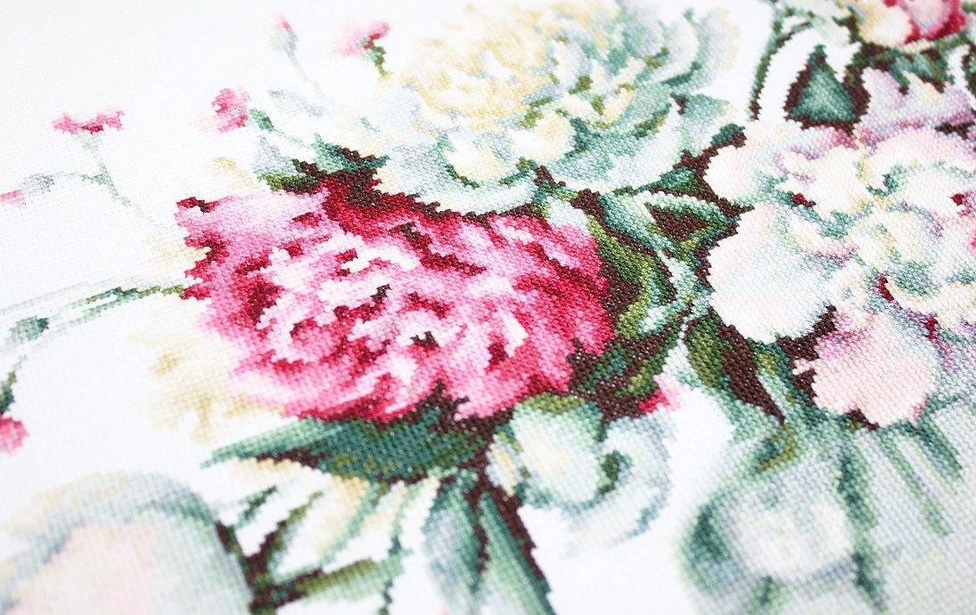 Peonies Counted Cross-Stitch Kit by Luca-S B2263L