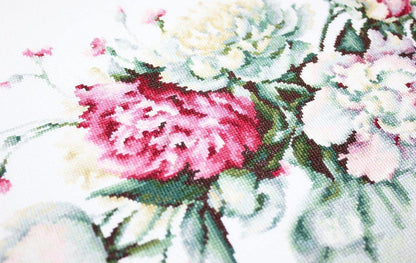 Peonies Counted Cross-Stitch Kit by Luca-S B2263L