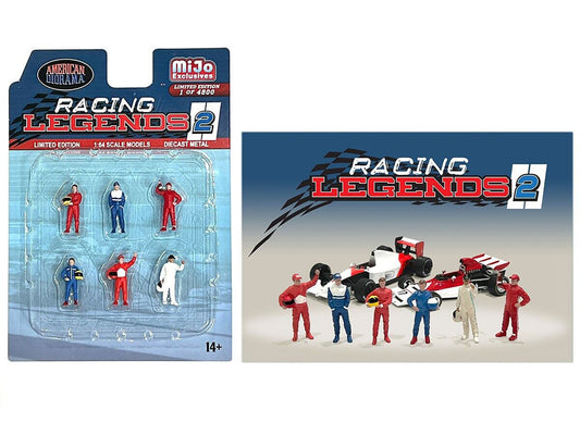 "Racing Legends 2" 6 piece Diecast Set (6 Driver Figures) Limited Edition to 4800 pieces Worldwide for 1/64 Scale Models by American Diorama by American Diorama