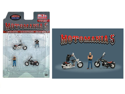 "Motomania 5" 4 piece Diecast Set (2 Figures and 2 Motorcycles) Limited Edition to 4800 pieces Worldwide for 1/64 Scale Models by American Diorama by American Diorama