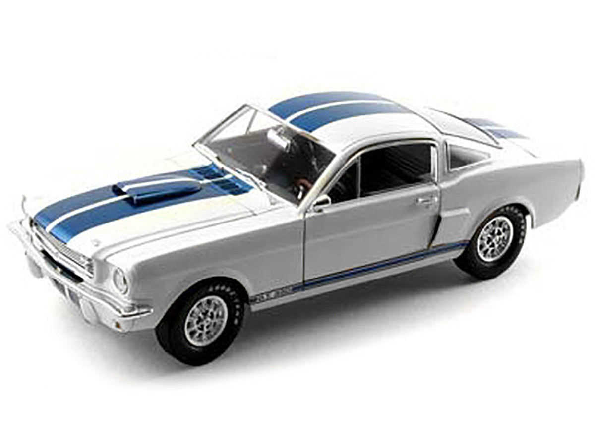 1966 Ford Mustang Shelby GT350 White with Blue Stripes 1/18 Diecast Model Car by Shelby Collectibles by Shelby Collectibles