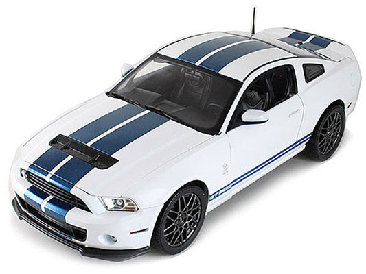 2013 Ford Shelby Cobra GT500 SVT White with Blue Stripes 1/18 Diecast Car Model by Shelby Collectibles by Shelby Collectibles