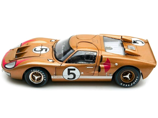 1966 Ford GT-40 MK II RHD (Right hand Drive) #5 Gold 24H of Le Mans 1/18 Diecast Model Car by Shelby Collectibles by Shelby Collectibles
