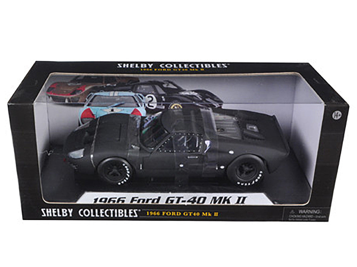 1966 Ford GT-40 GT40 MK 2 Matt Black 1/18 Diecast Car Model by Shelby Collectibles by Shelby Collectibles