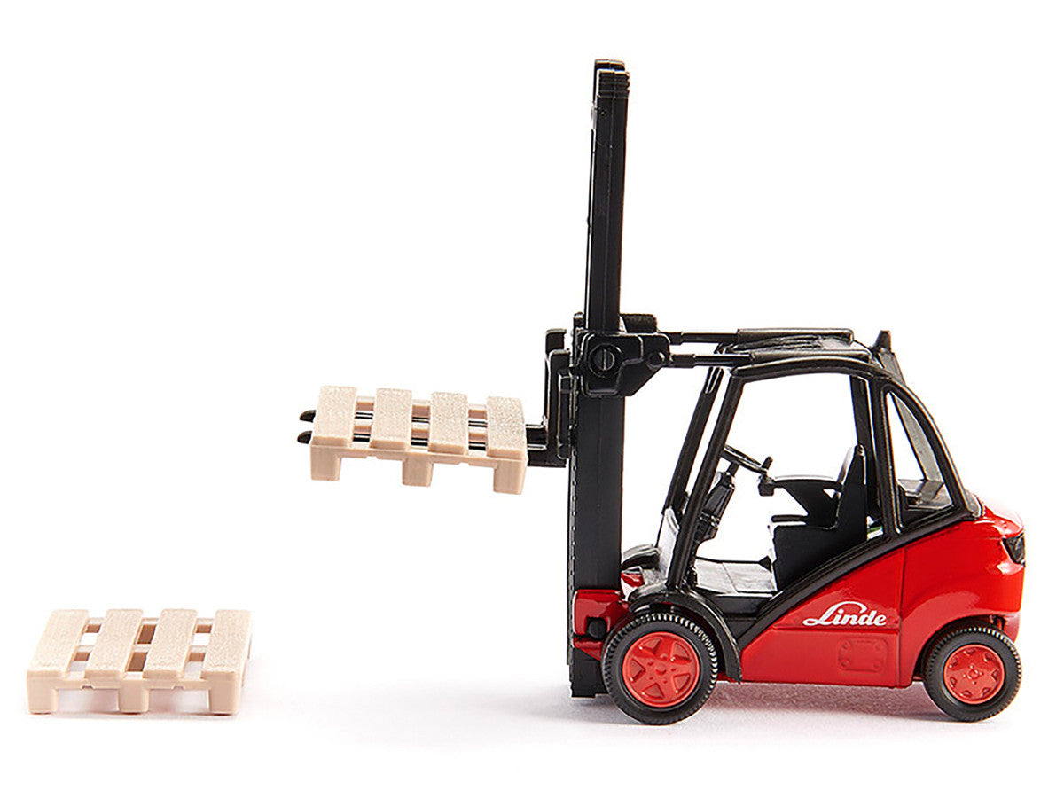 Linde Forklift Truck Red with 2 Pallet Accessories 1/50 Diecast Model by Siku by SIKU