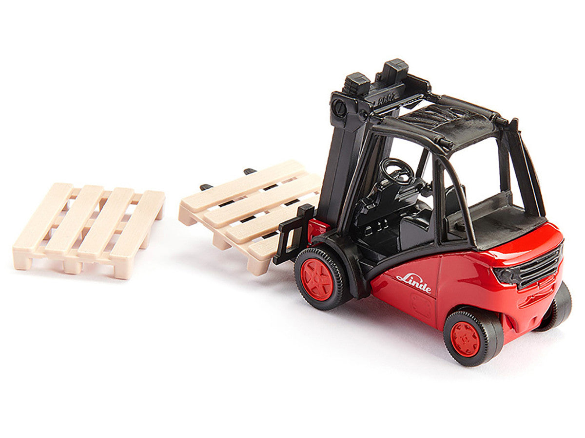 Linde Forklift Truck Red with 2 Pallet Accessories 1/50 Diecast Model by Siku by SIKU