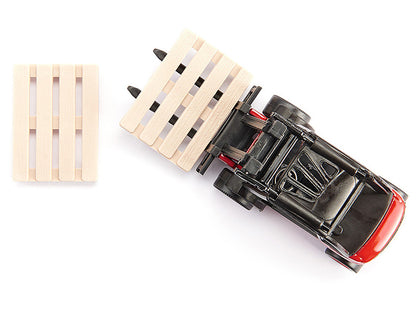Linde Forklift Truck Red with 2 Pallet Accessories 1/50 Diecast Model by Siku by SIKU