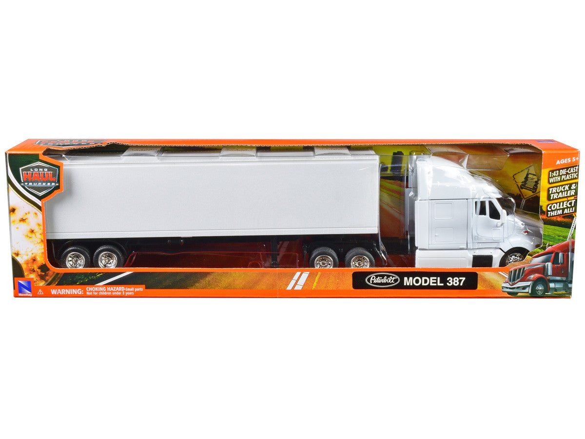 Peterbilt 387 Truck with Dry Goods Trailer White "Long Haul Trucker" Series 1/43 Diecast Model by New Ray by New Ray