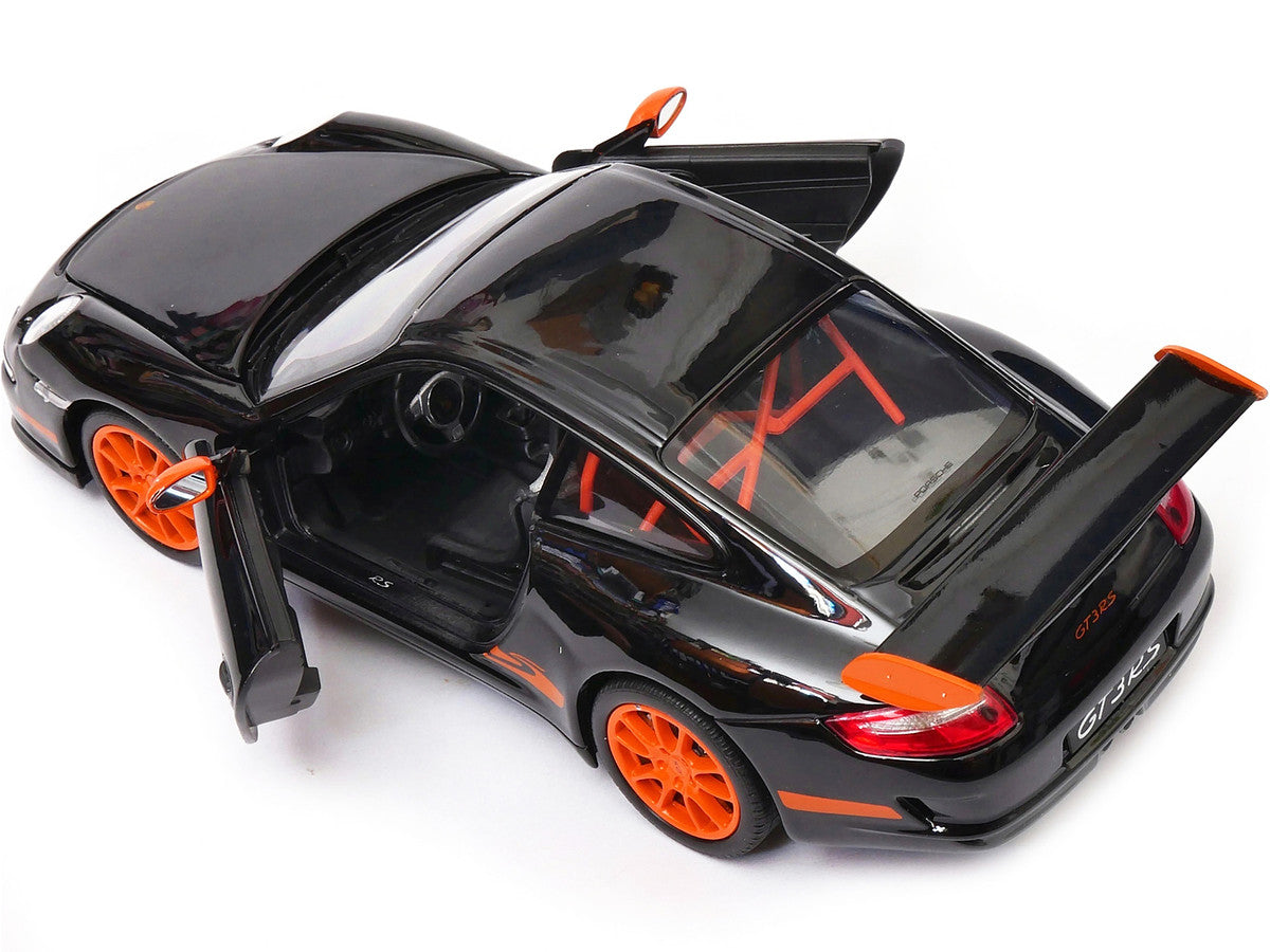 Porsche 911 (997) GT3 RS Black with Orange Accents 1/24-1/27 Diecast Model Car by Welly by Welly