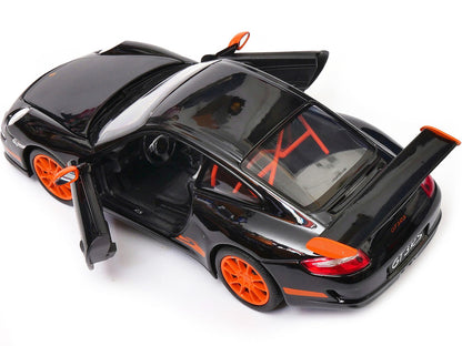 Porsche 911 (997) GT3 RS Black with Orange Accents 1/24-1/27 Diecast Model Car by Welly by Welly
