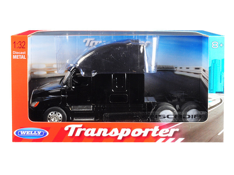 Freightliner Cascadia Truck Black "Transporter" 1/32 Diecast Model by Welly by Welly