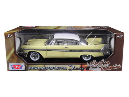 1958 Plymouth Fury "Timeless Classics" Yellow with White Top 1/18 Diecast Model Car by Motormax by Motormax